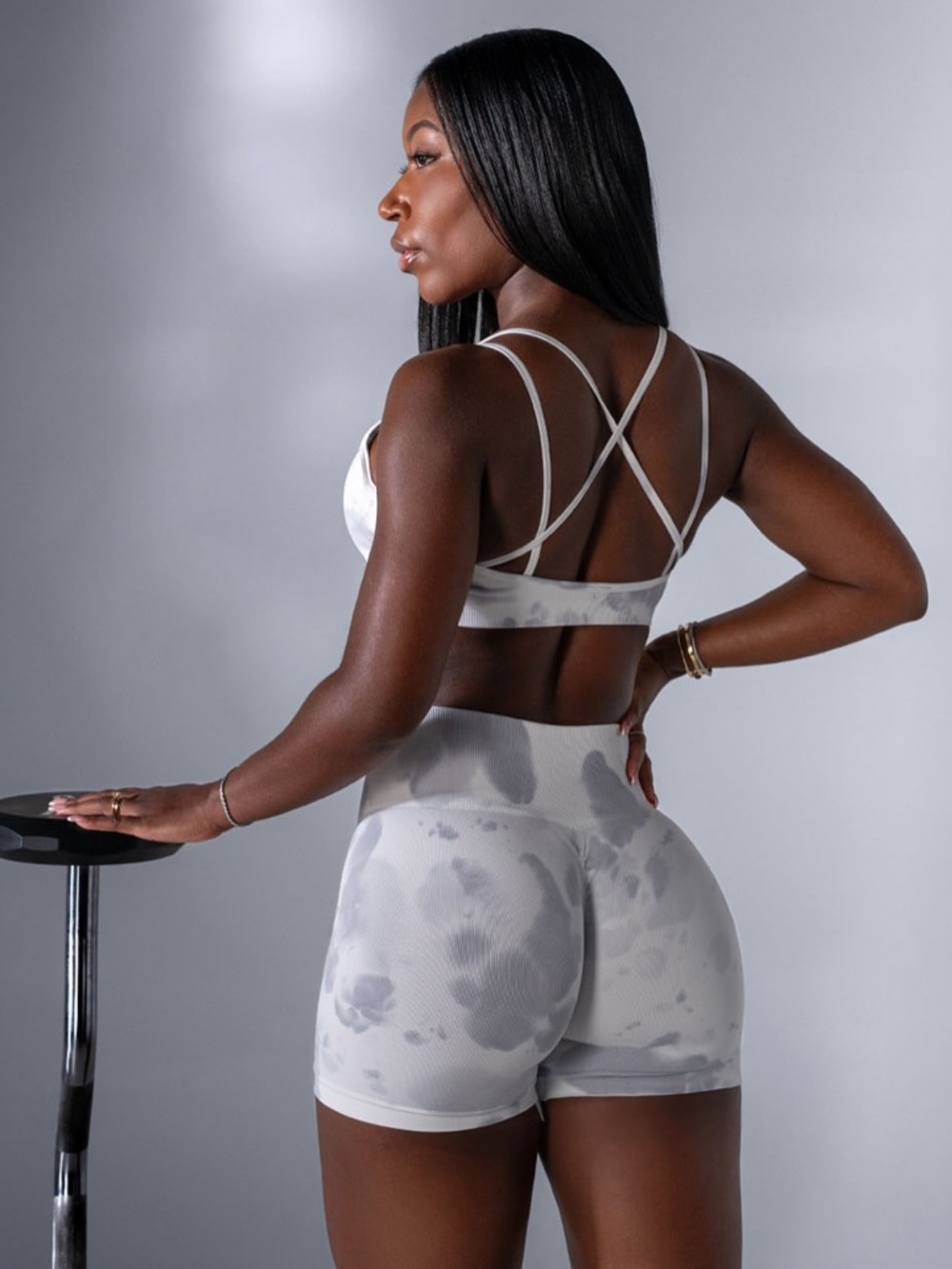 Cosmic Tie-Dye White Shorts and Bra
